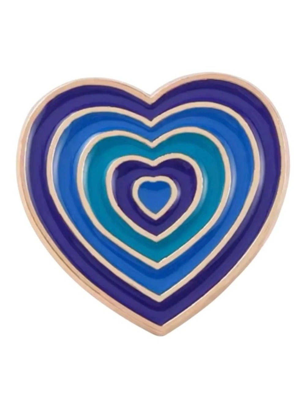 Retro Y2K Blue Enamel Heart Pin Multicolor Layered Design Metal Zinc Alloy NEW